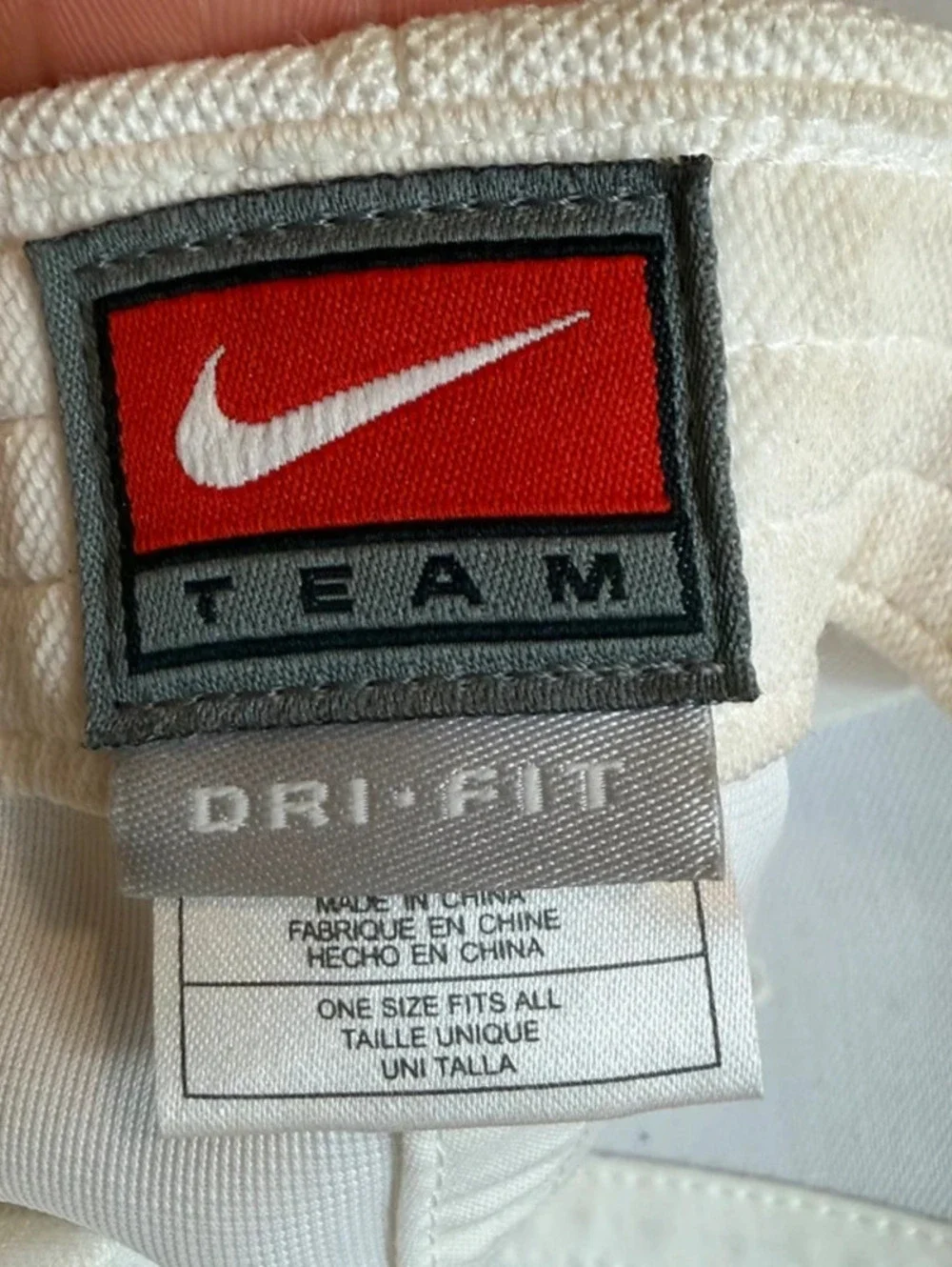 Vintage Nike Team Maryland Terps Hat Off White Red Script Strapback Dri FIT Cap